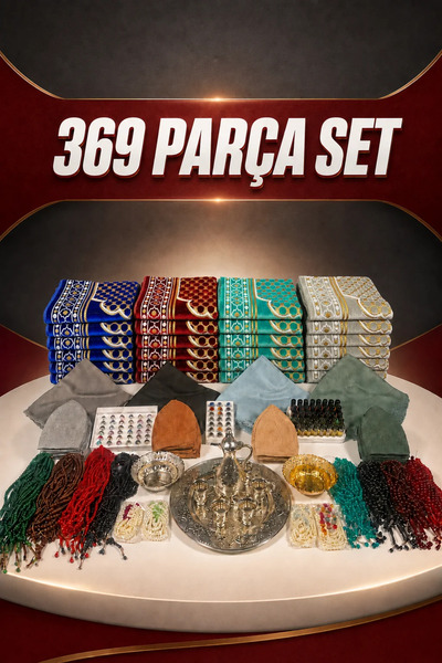 İlkbenaldim 369 Piece Hajj and Umrah Gift Product Set – Prayer Mat, Scarf, Sk...