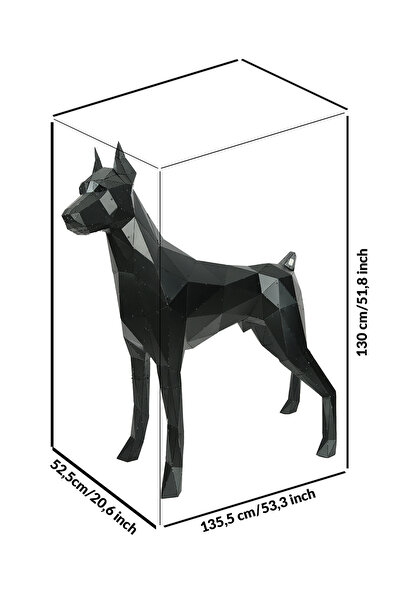 Oduman Design Ayakta Duran Doberman Metal Yer Heykeli – Büyük Boy – Mat Siyah