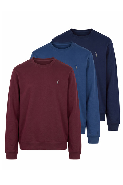 MAXIMILLIAN Erkek 3 Lü Paket Pamuklu Basic Bisiklet Yaka Uzun Kollu Sweatshir...