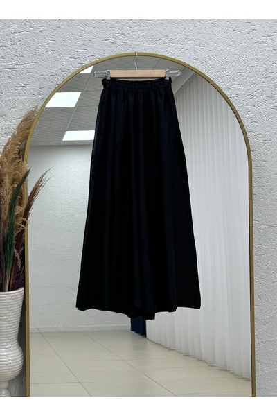 MİHRA STORE Şahpare Double Pocket Wide Leg Trousers-By5052 Black