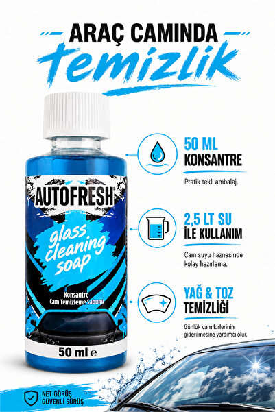 AutoFresh Cam Sabunu 50 ml Konsantre Oto Cam Temizleyici