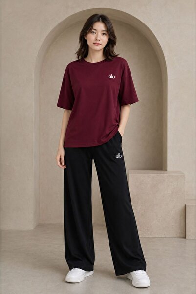 Joetsu Women's Oversize T-Shirt and Wide-Leg Pants Two-Piece Set