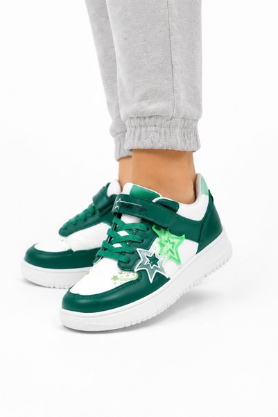 Jagulep Skinny Faylon Sole Starry Sneaker Children's Sports Shoes White - Green