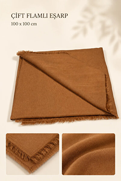 İlkbenaldim Double Flared Scarf 100X100 cm |   Tasseled Solid Color Women's S...