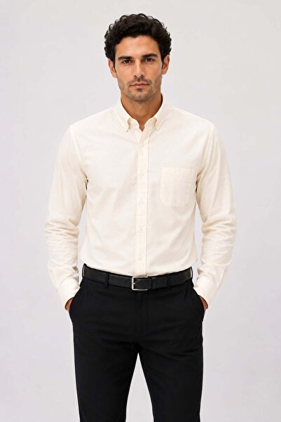 ModaPlaza Men's Plain Pattern Classic Long Sleeve Shirt