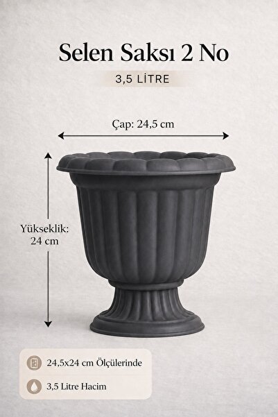 ÖZATAK PLASTİK Selen Ayaklı Saksı 3.5 Litre Plastik Ayaklı Deliksiz Çiçek Sak...