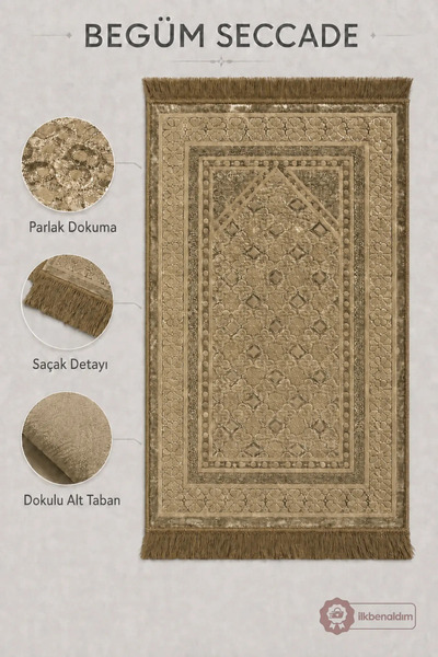 İlkbenaldim Begüm Woven Prayer Rug with Fringes and Textured Bottom Base |   ...