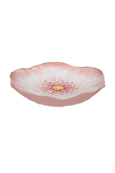 Baci Milano Botanica Çiçek Desenli Melamin Pembe Salata Kasesi 34 cm