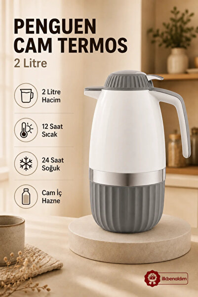 İlkbenaldim Luxury Glass Thermos 2L – Keeps Hot for 12 Hours and Cold for 24 ...