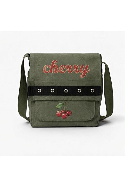 nesebutik Khaki Cheryy Printed School, Office, Sports, Laptop Messenger Bag
