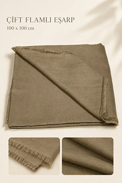 İlkbenaldim Double Flared Scarf 100X100 cm |   Tasseled Solid Color Women's S...
