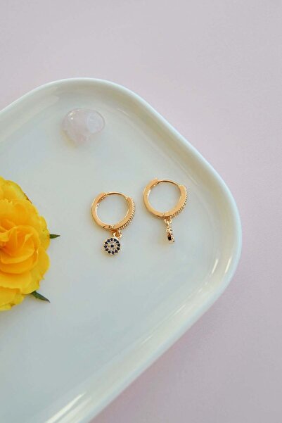 Sacce Scarves&Accessories Zirkon Taşlı Nazar Charm Halka Küpe Minimal Işıltı