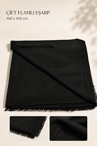 İlkbenaldim Double Flared Scarf 100X100 cm |   Tasseled Solid Color Women's S...