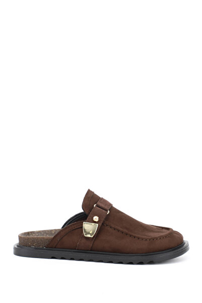 GÖNDERİ(R) Women's Coffee Suede Buckled Casual Slipper