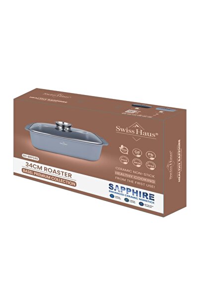 SwissHaus Tavă de cuptor 34 cm cu capac, gri, interior antiaderent Sapphire –...