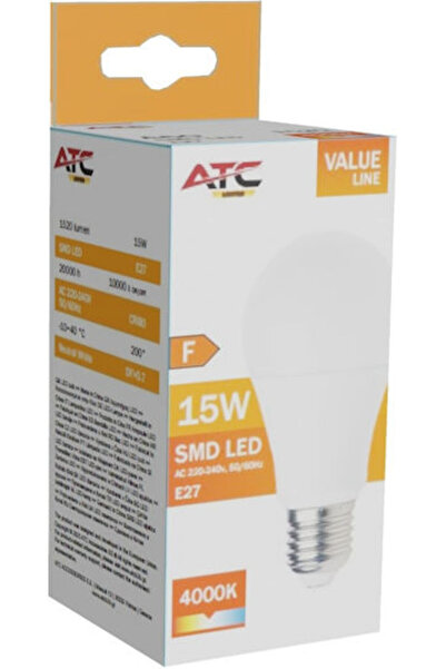 ATC Λάμπα LED 15W 118mm για ντουί E27 και σχήμα A60 Λευκό 1520lm Κωδικός: 25....