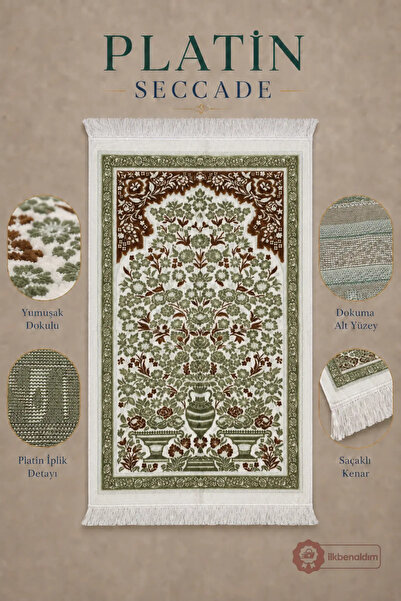 İlkbenaldim Platinum Prayer Rug with Woven Bottom Surface and Fringes |   Oli...