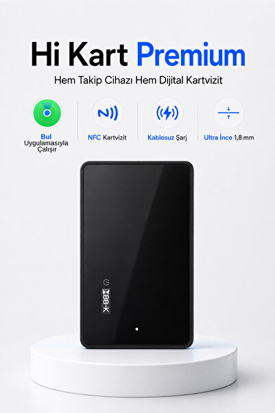 HBB-K Hi Kart Premium Siyah Dijital Kartvizit Takip Cihazı iOS Uyumlu Suya Da...