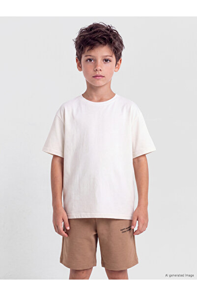 LC Waikiki Trendlucky Boys' T-Shirt with Oval Collar and Contrast
