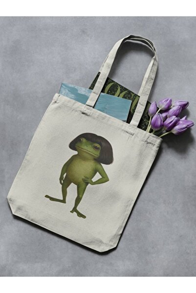 redame Funny and Fun with Frog Wig Pinterest Minimalist Text Slogan Cloth Bag...