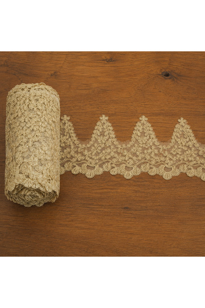 Mutkin Kordoneli Fransız Güpür Dantel Kapuçino 12 cm En 1 Metre Çiçek Yaprak ...