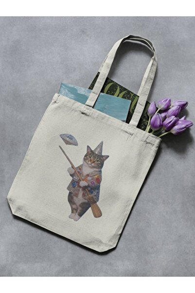 redame Cat Witch with Broom Funny and Fun Pinterest Minimalist Text Slogan Cl...