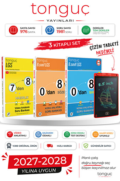 Tonguç Yayınları 7'den 8'e Hazırlık Seti 0'dan 8'e Sayısal ve Sözel Konu Anla...