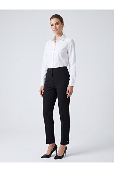 Ekol High Waist Ironed Striped Slim Fit Classic Fabric Trousers 4167