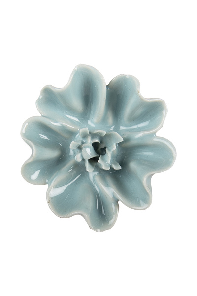 Clayre & Eef Buton ceramic albastru pentru mobilă, în formă de floare, Ø 5x3 cm