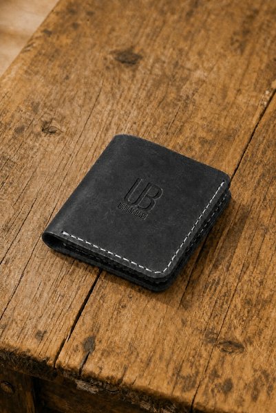 Urban Bag Handmade Wallet made of genuine Leather Fit – Black (Thread color: ...