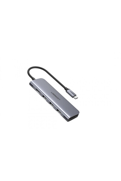 Ugreen Adaptor 5in1 USB-C la 3 Porturi SB3.0-A Hub + HDMI + TF/SD (Space Gray)