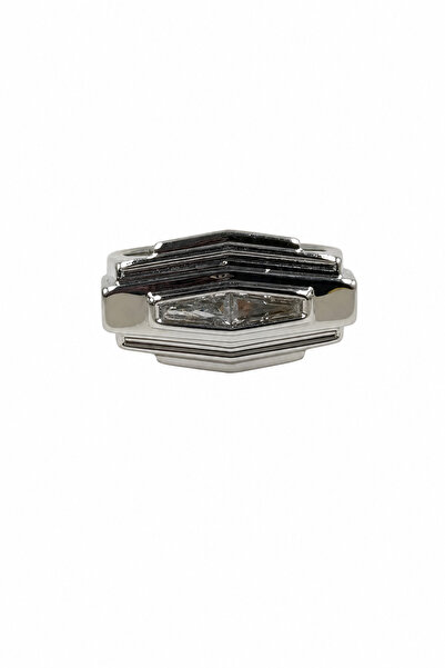 Jack Ferrero Geometric Patterned Metallic Gray Steel Ring - Modern and Stylis...