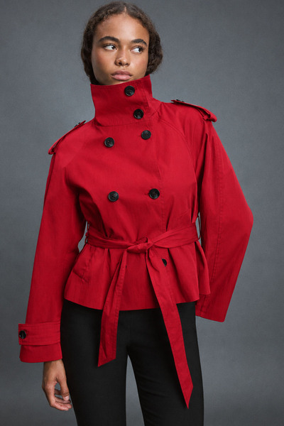 Moderk Bsk Model Mock Neck Lined Women's Trench Coat Jacket Trench with Back ...