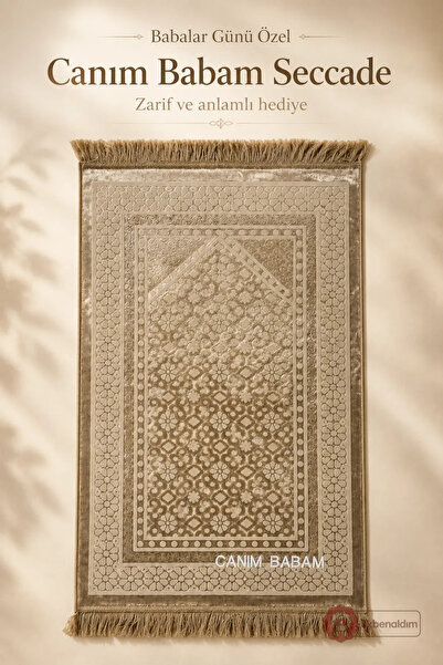 İlkbenaldim Father's Day Special My Dear Dad Written Begüm Prayer Rug - Yellow