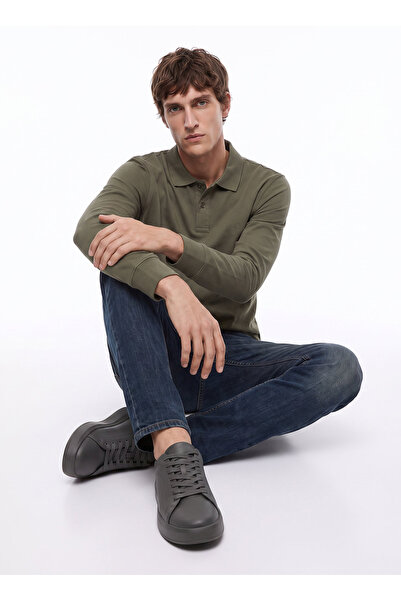 Dockers Haki Erkek Uzun Kollu Polo T-Shirt D2620091801_Uzun Kollu T-shirt Polo
