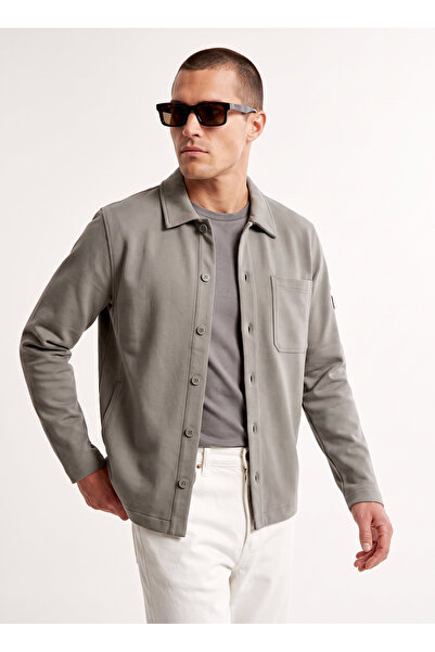 Jack & Jones Yeşil Erkek Rahat Gömlek 12299043 JJAXEL TWILL SWEAT OVERSHI