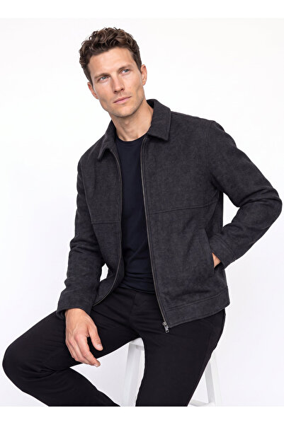 Fabrika Antrasit Erkek Slim Fit Diyagonal Gömlek Yaka Mont F6WM-MNT 2109