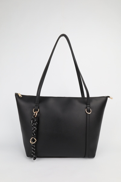 NOTHING Women's Black Ring Charm Detailed Zippered Shoulder Bag En42 Size27 S...