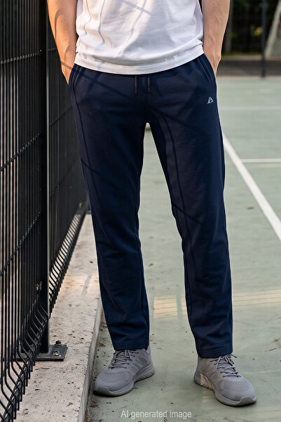 REMSA Men's 3-Pocket Elastic Waist Straight-Leg Sweatpants 25719 Navy Blue