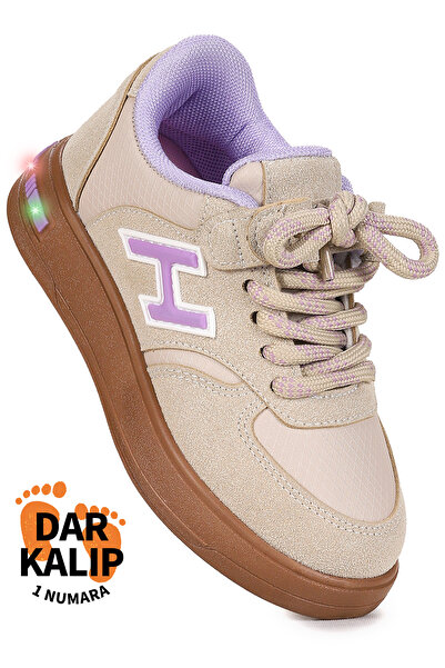 Kiko Kids Lacer Cırtlı Bağcıklı Işıklı Kız Çocuk Spor Ayakkabı