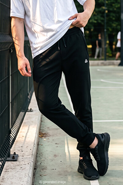 REMSA Men's 3-Pocket Cotton Trousers with Elastic Cuffs 25717 Black