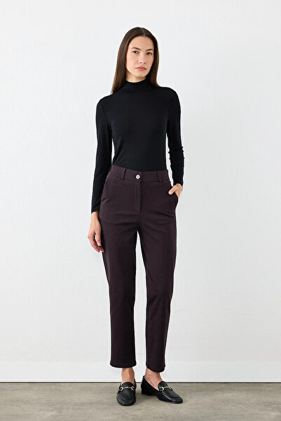Gusto Canvas Mom Pants - Brown