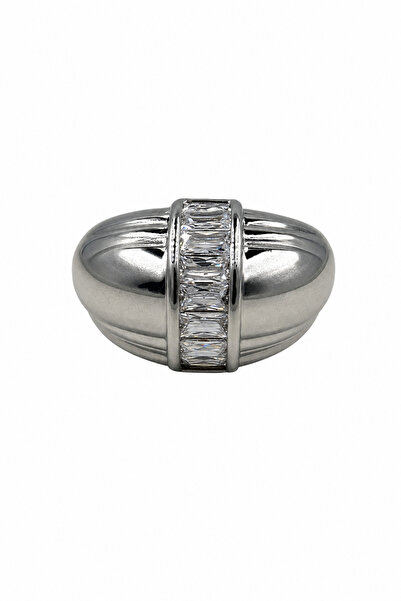 Jack Ferrero Stylish Baguette Stone Gray Color Steel Ring Special Design for ...