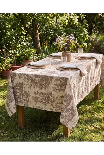 Onedekor Sophia brown linen tablecloth