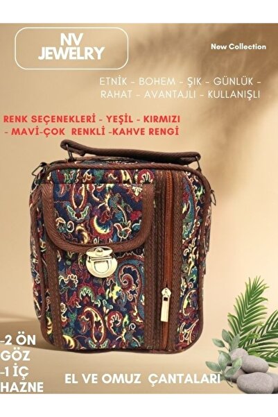 NV JEWELRY Bohem Desenli Çok Gözlü Hafif Kol Ve El Çantası