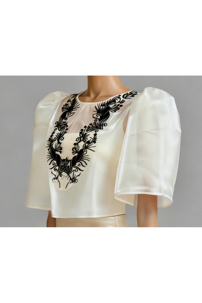 Generic Brand Elegant Women’s Filipiniana Blouse - Puff Sleeve Blouse Top - L...
