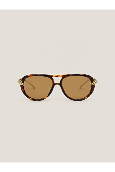Eyemood Unisex Pilot Sunglasses Leopard Pattern Frame Brown Glass Sasha C4