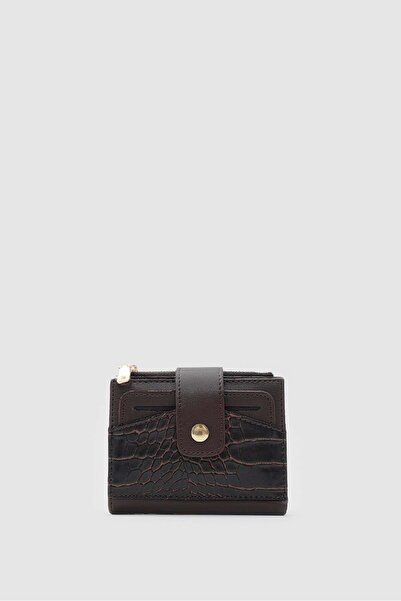Shule Bags Rose croco patterned women's card holder - dark brown