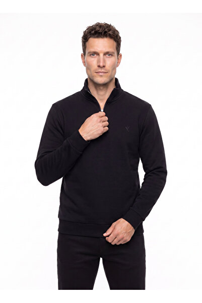 Fabrika Siyah Erkek Slim Fit Sweatshirt F6WM-SWT 2051