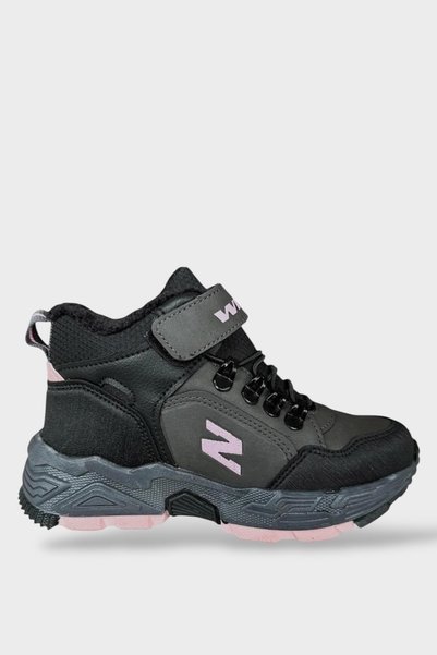 Jagulep Wool Inside and Velcro Cold-Proof Outdoor Children's Boots Smoked - Pink
